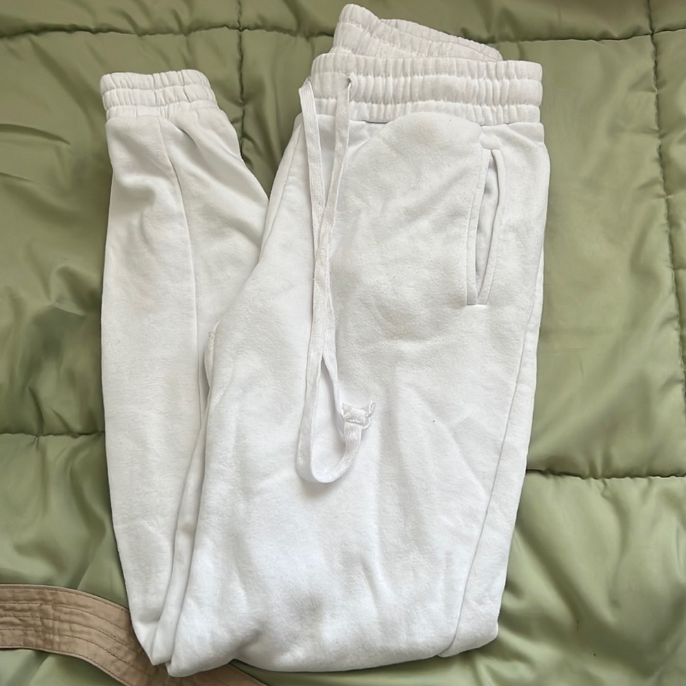 white sweatpants
